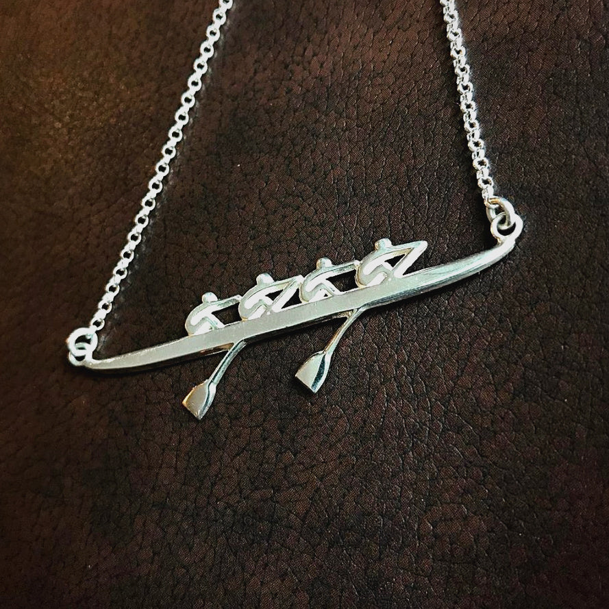 Rowing Four Necklace - Strokeside Designs Rowing jewelry- Rowing Gifts Ideas- Rowing Coach Gifts