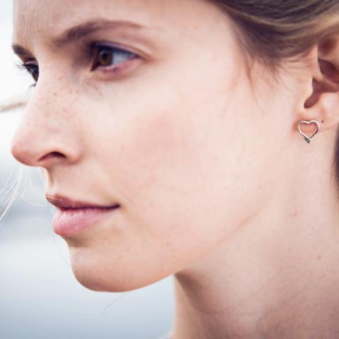 Rowing Heart Stud Earrings