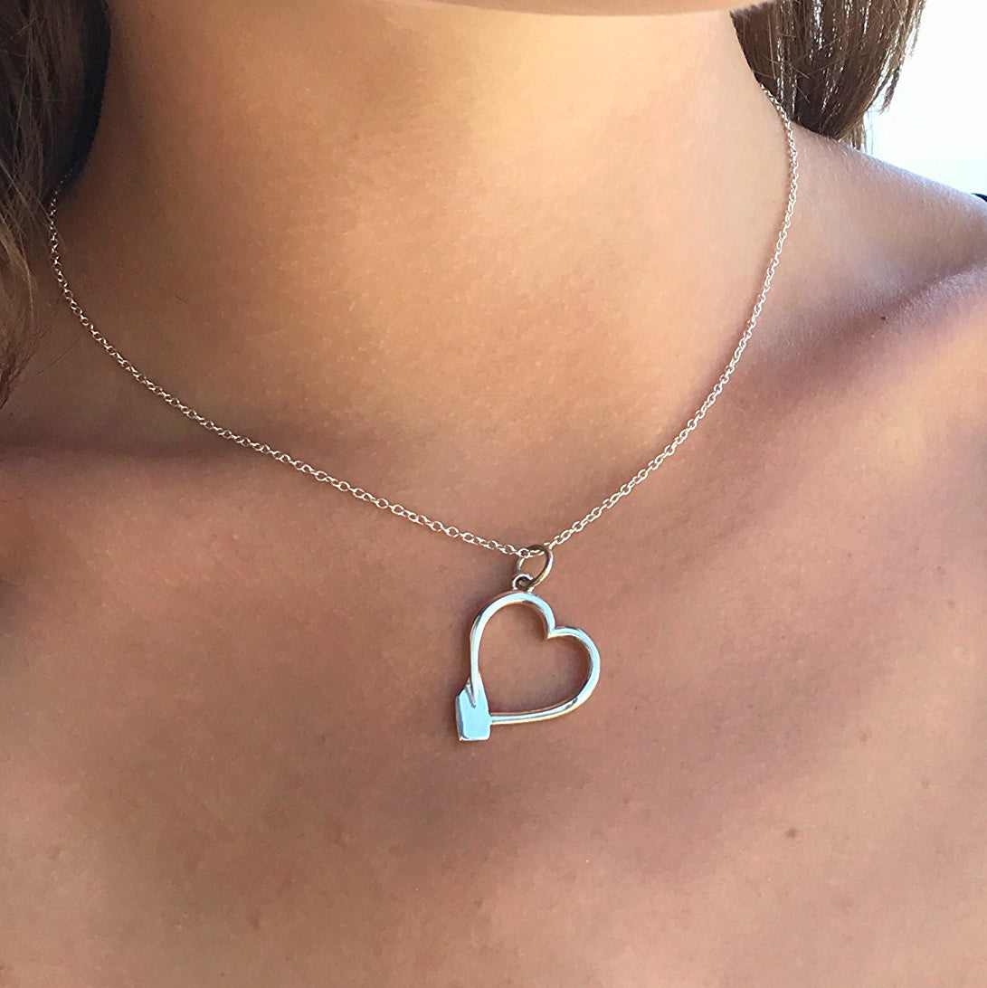 Rowing Heart Pendant - Strokeside Designs Rowing jewelry- Rowing Gifts Ideas- Rowing Coach Gifts