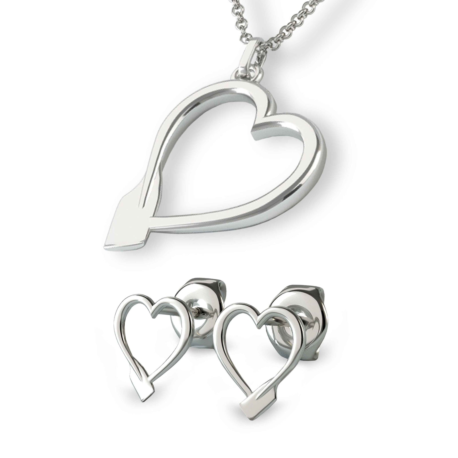Rowing Heart Pendant and Earrings Gift Set