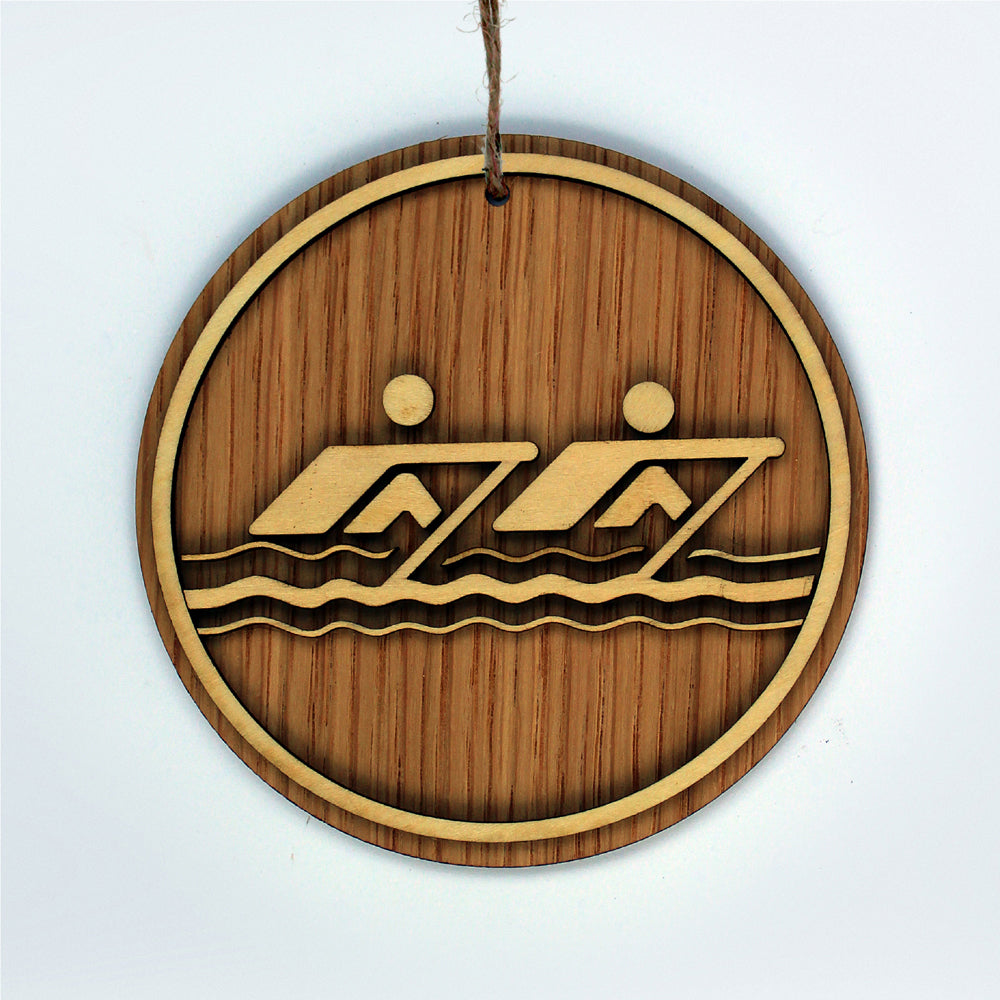 Laser Cut Wooden Double Sculling Ornament