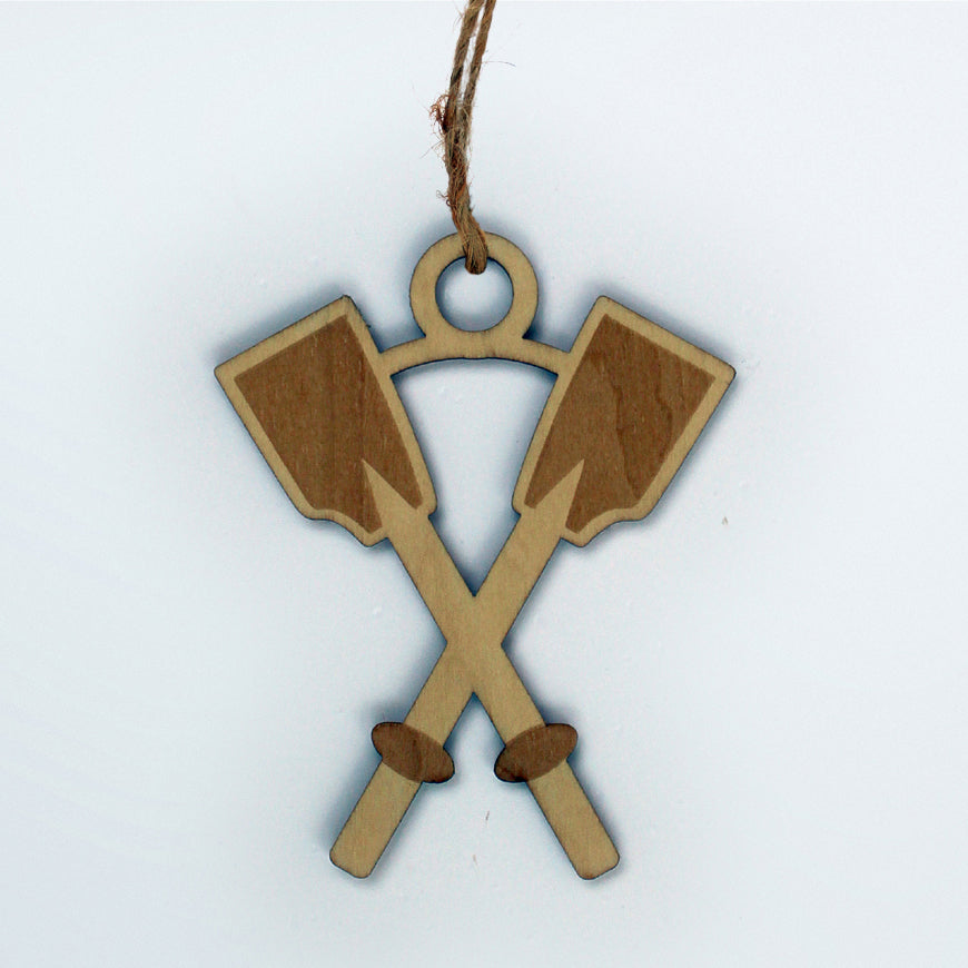 Laser Cut Wooden Crossed Oars Ornament