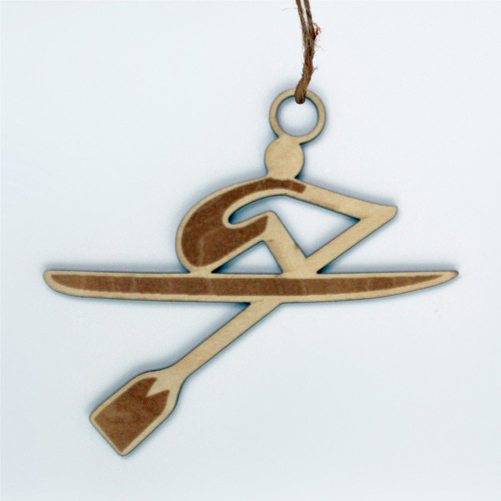 Laser Cut Wooden Sculler Ornament