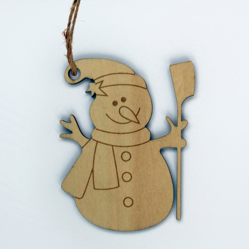 Laser Cut Wooden Snowman Ornament