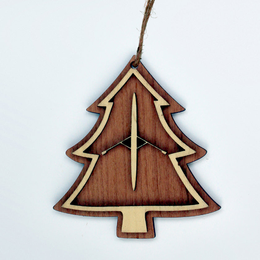 Laser Cut Christmas Tree With Single Scull Wooden Ornament